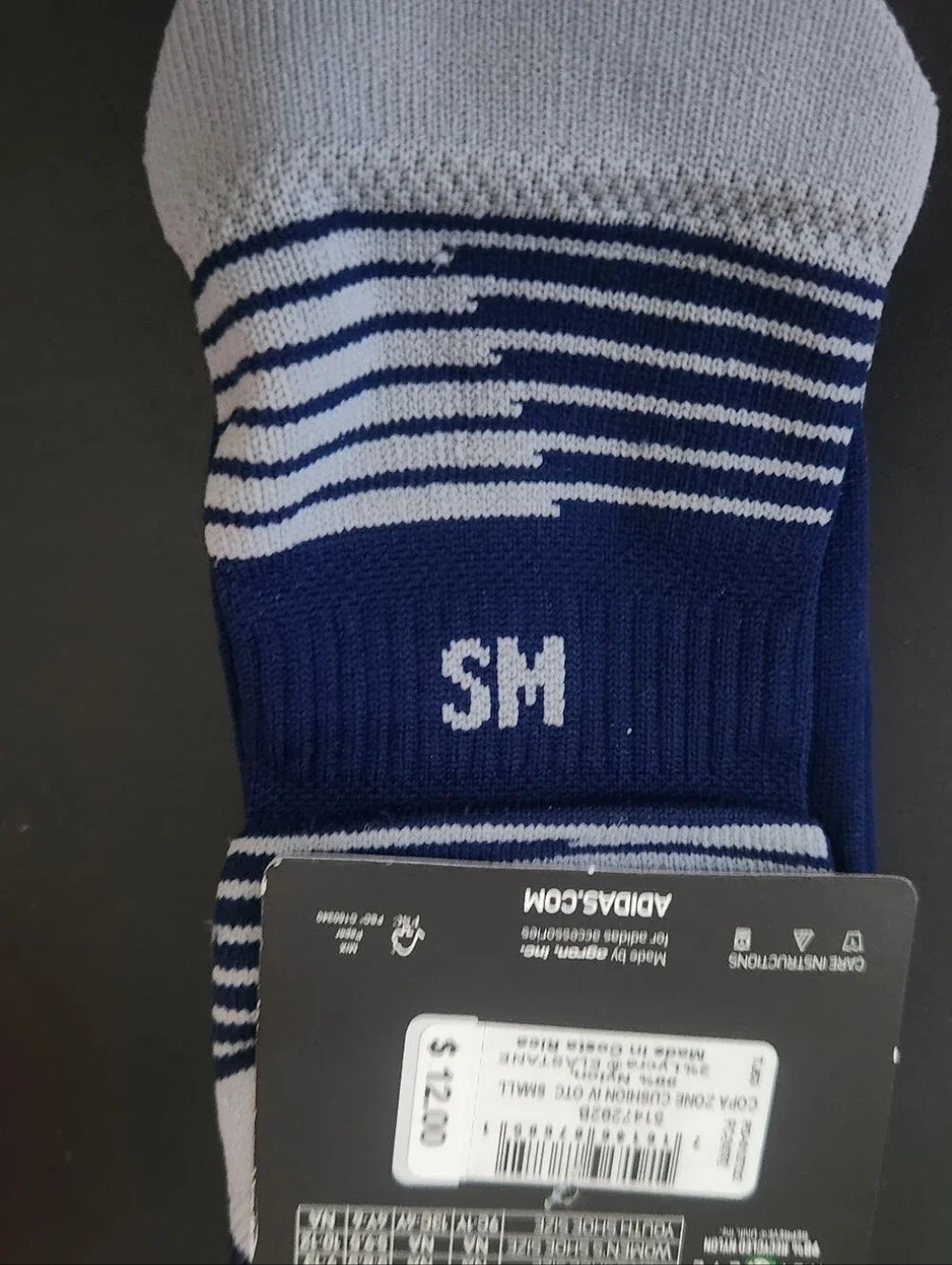 ADIDAS SOCCER COPA ZONE  SOCK Striped Cuff NAVY/WHITE NEW SIZE S